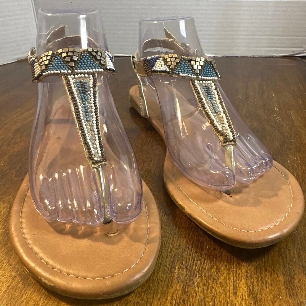 Twisted Sandals thong ankle beaded sandals womens size 8.5